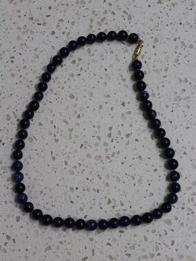 Vintage Navy Blue Beaded Necklace